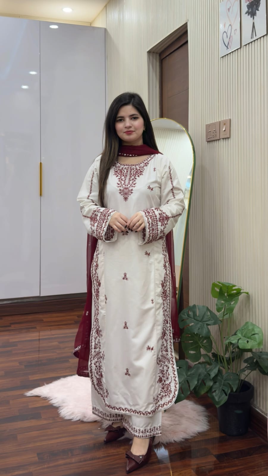Snow Drop Embroidered 3PC Suit | Premium Collection | Designer Embroidery Dress | Luxury Stitch Dress