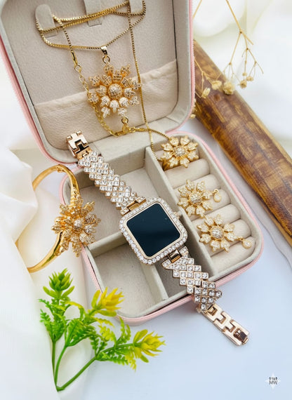 Ladies Gift Set With Watch| Ladies Watch| New Fancy Watch For Girl's| Watch With Jewelry