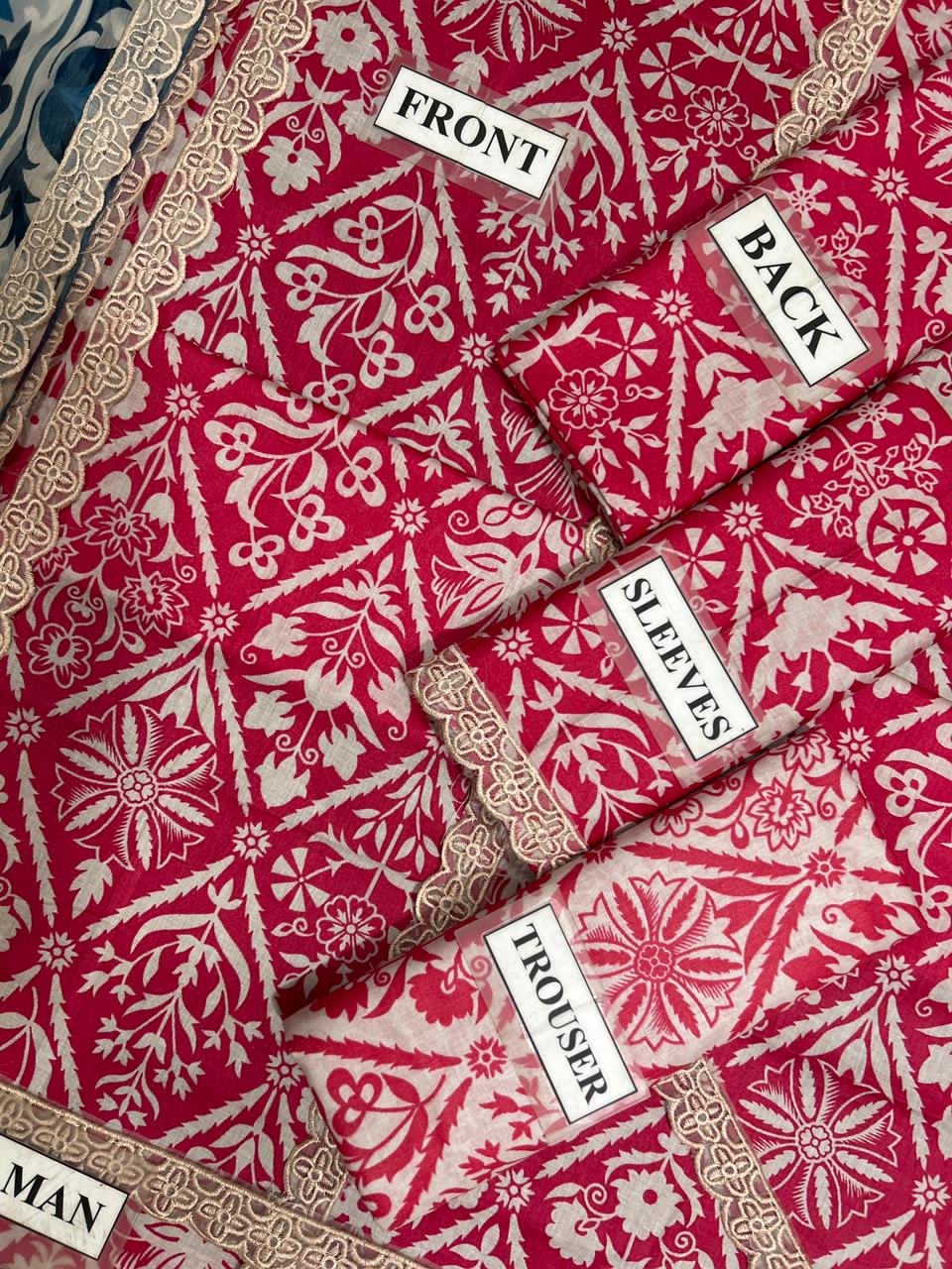 ANEELA’S Unstitched Replica Lawn Suit With Chiffon Dupatta | Heavy Lace Embroidered Lawn Dress | Branded Dress For Girl's