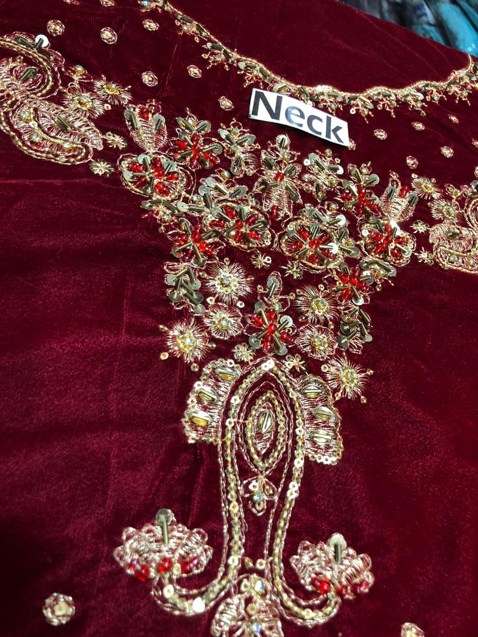 Aneelas Luxury Embroidered Velvet Dress| Velvet Fancy Dress| Velvet Party Dress| Velvet Wedding Wear