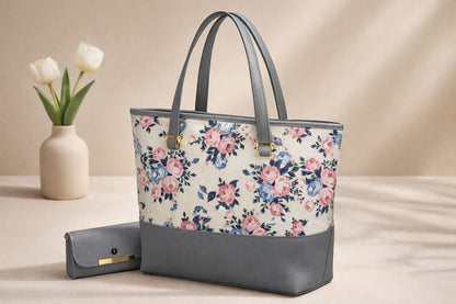 High Quality Printed 2 Piece Tote Bag With Wallet | Canvas & Regzine Bag's | Stylish And Beautiful Handbags