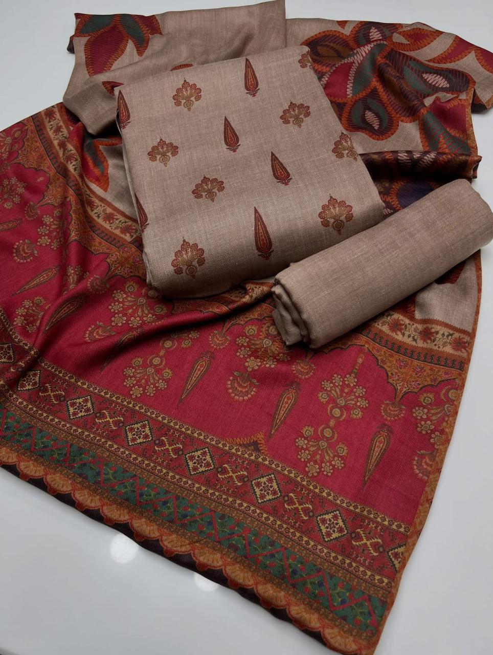 Wool Indian Pashmina Dress For Girl's And Woman| Wool Dress | Kamalkari Print Dress| Traditional Dress For Girl's