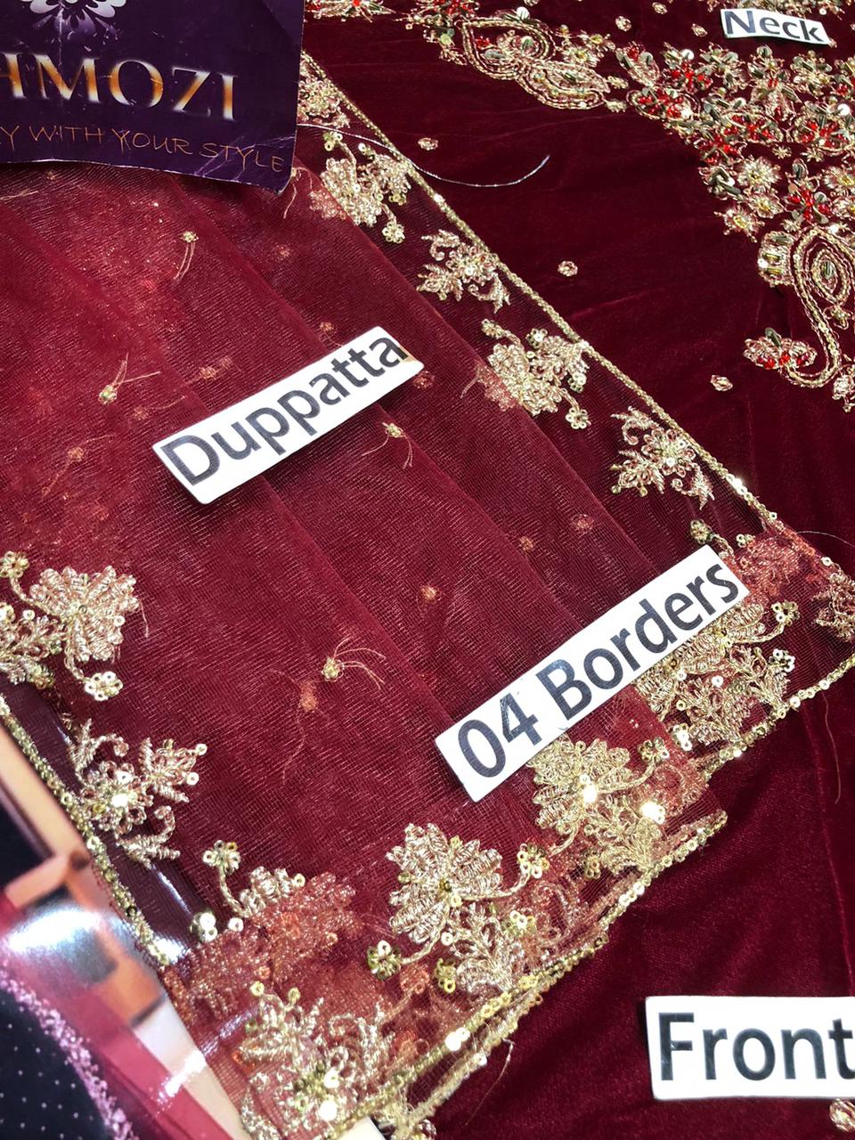 Aneelas Luxury Embroidered Velvet Dress| Velvet Fancy Dress| Velvet Party Dress| Velvet Wedding Wear