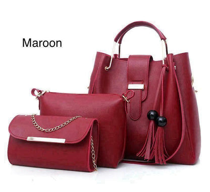 Soft Leather 3 Piece Set | Premium 3pcs Bags Collection in Pakistan | Leather Handbag | Ladies Bag's Collection |