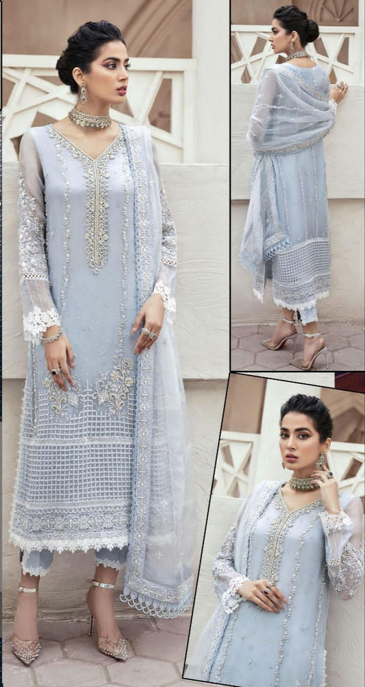 MUSHQ Luxury Organza Wedding Dress with Heavy Adda Work – Embroidered Sequence | Fancy Dress | Beautiful Unstitched Party Wear Dress