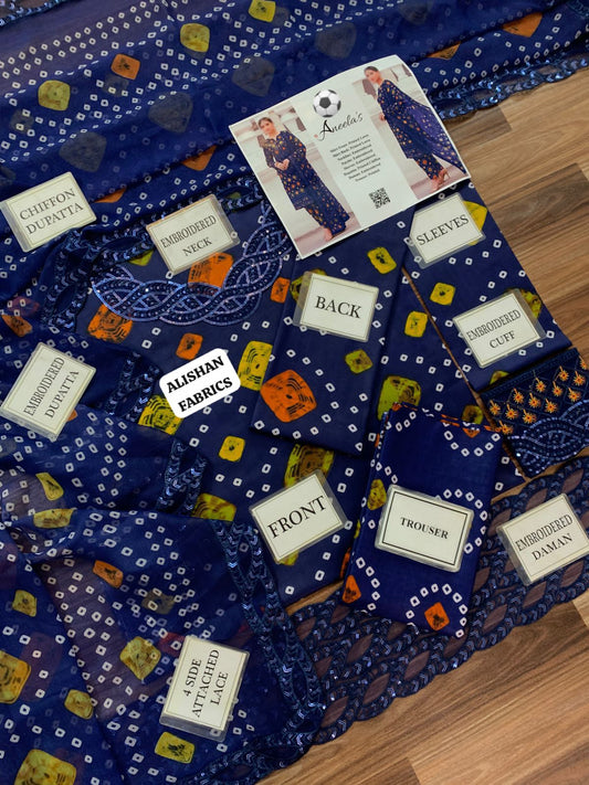 Aneela’s Chundri Luxury Lawn 2026 | Branded Dress For Girl's | Embroidered Lawn Suit