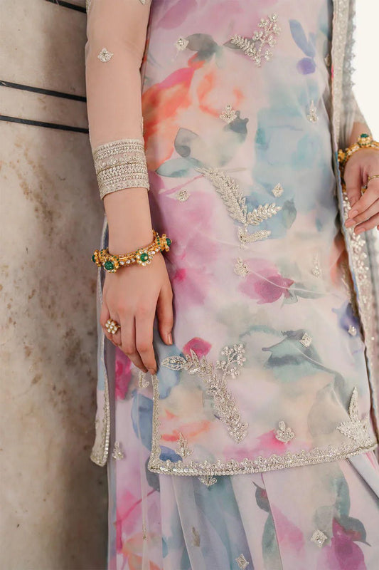 IZNIK Unstitched Lawn Suit with Net Dupatta | Branded Lawn Dress | Sequence Work Dress For Girl's