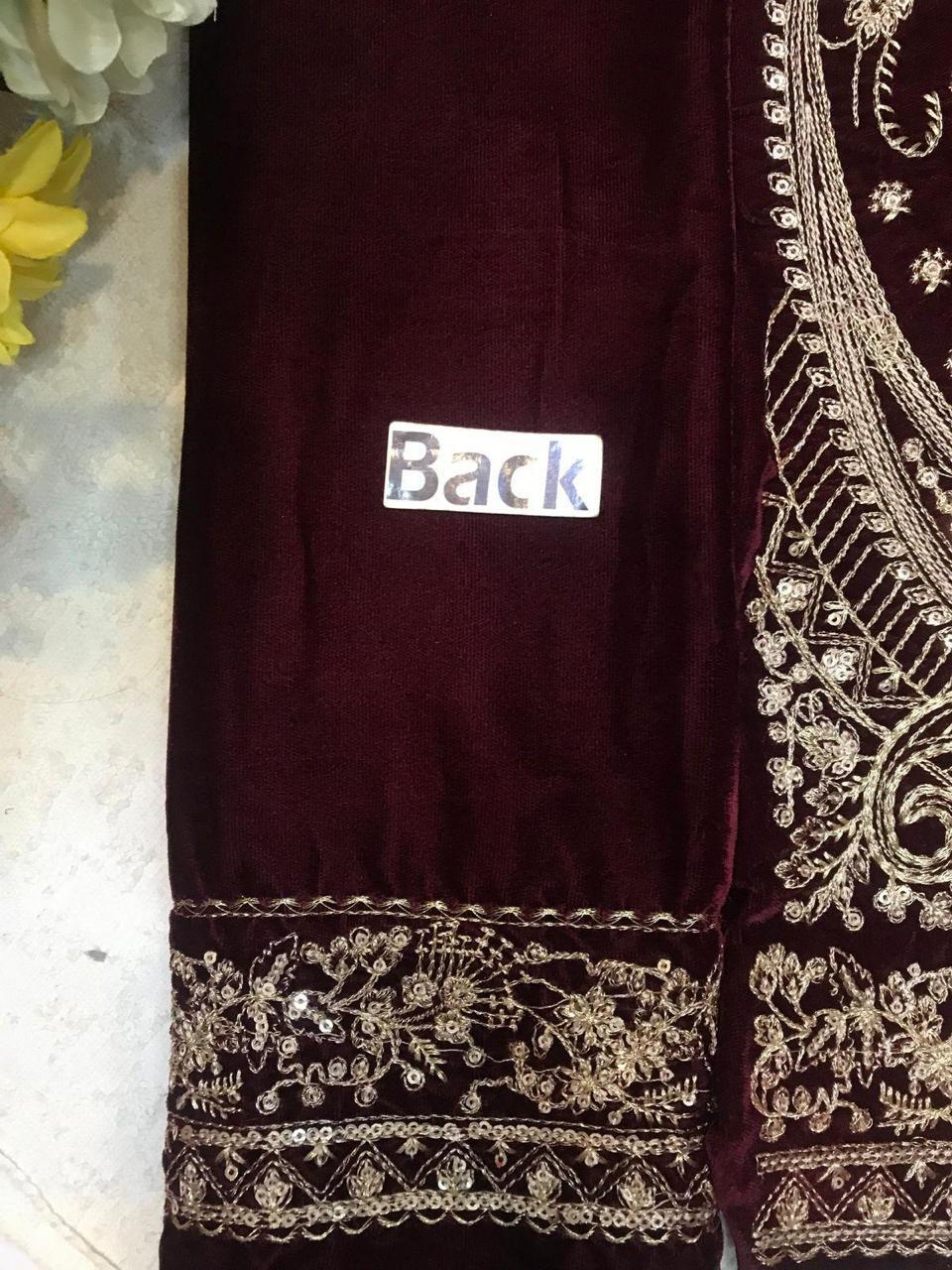 Jazmin Brand Embroidery Dress | Embroidery Dress For Wedding Wear | Velvet Embroidery Dress | Velvet Unstitched fancy Dress