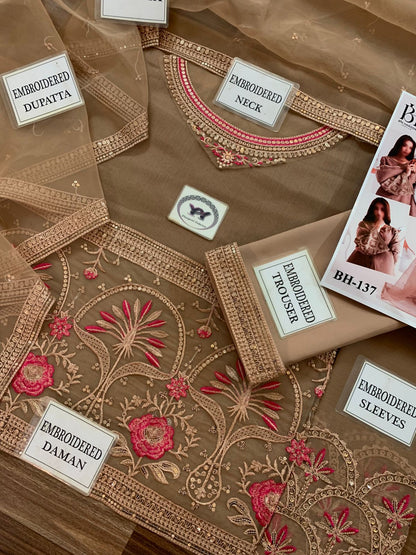 Unstitched Chiffon | Embroidered Chiffon And Organza Dress | Luxury Chiffon Dress | Party Wear Dress | Wedding Stylish Wear