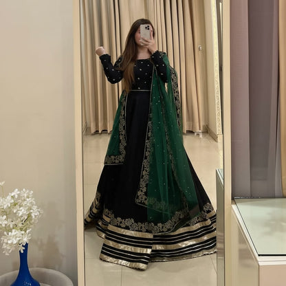 Indian Rawsilk Lehnga Choli with 3 Yard Organza Dupatta – Block Printed & Lace Embellished | Branded Dress For Girl's