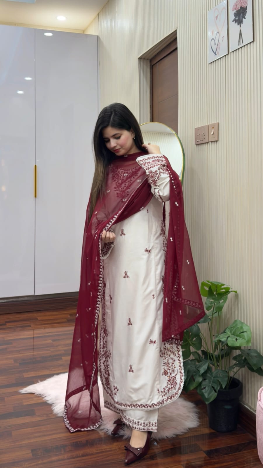 Snow Drop Embroidered 3PC Suit | Premium Collection | Designer Embroidery Dress | Luxury Stitch Dress