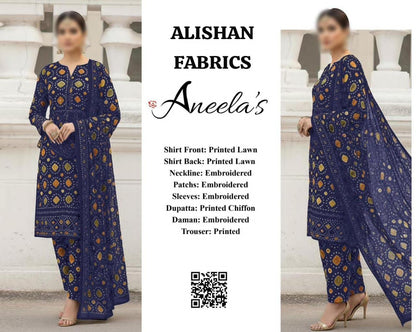 Aneela’s Chundri Luxury Lawn 2026 | Branded Dress For Girl's | Embroidered Lawn Suit