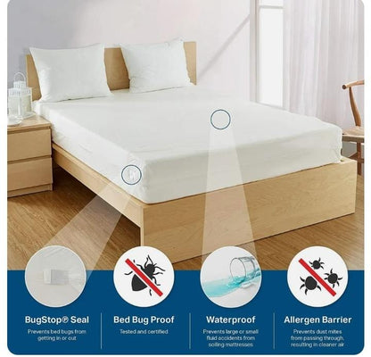 Double Mattress Cover Zippered | Waterproof Mattress Protector | Zip Mattress Cover