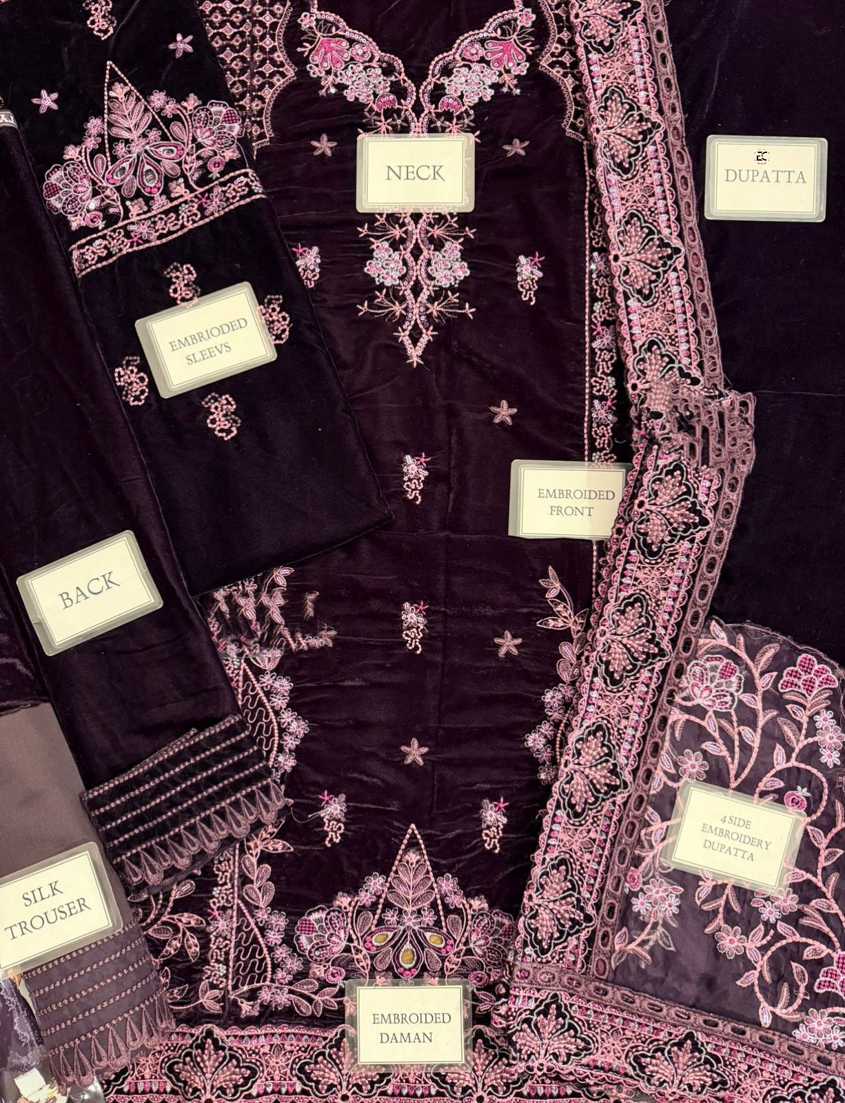 Charizma Velvet Embroidery Dress 2025 | Velvet Fancy Dress | Velvet Dress For Party And Wedding Wear | Branded Dress |