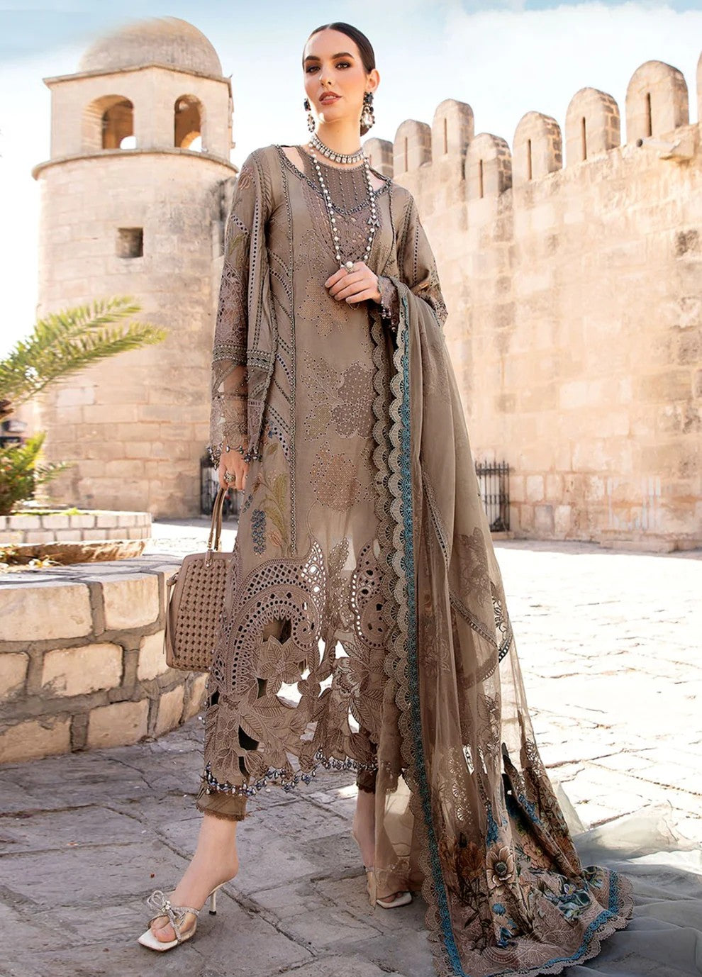 Maria B Luxury Lawn 2026 Embroidered Dress MBL-D-2406-B-24 | Schiffli Lawn Suit | Branded Maria B Party Dress | Premium Quality Lawn Dress