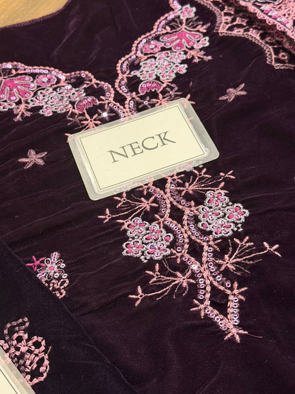 Charizma Velvet Embroidery Dress 2025 | Velvet Fancy Dress | Velvet Dress For Party And Wedding Wear | Branded Dress |