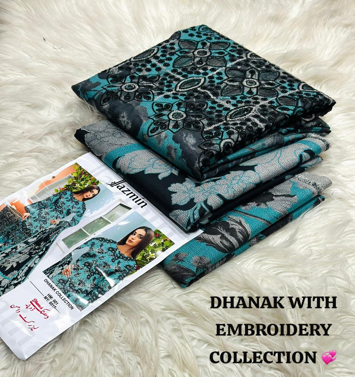 Dhanak 3 Piece Printed Dress| Dhanak Embroidery Dress| New Dhanak Embroidery Dress For Women's