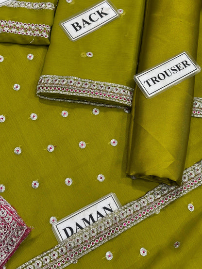 ZARIF Unstitched Chiffon Suit | Sequence Work Dress | Chiffon Suit Pakistan | Party Wear Dress | Zarif Replica Dress