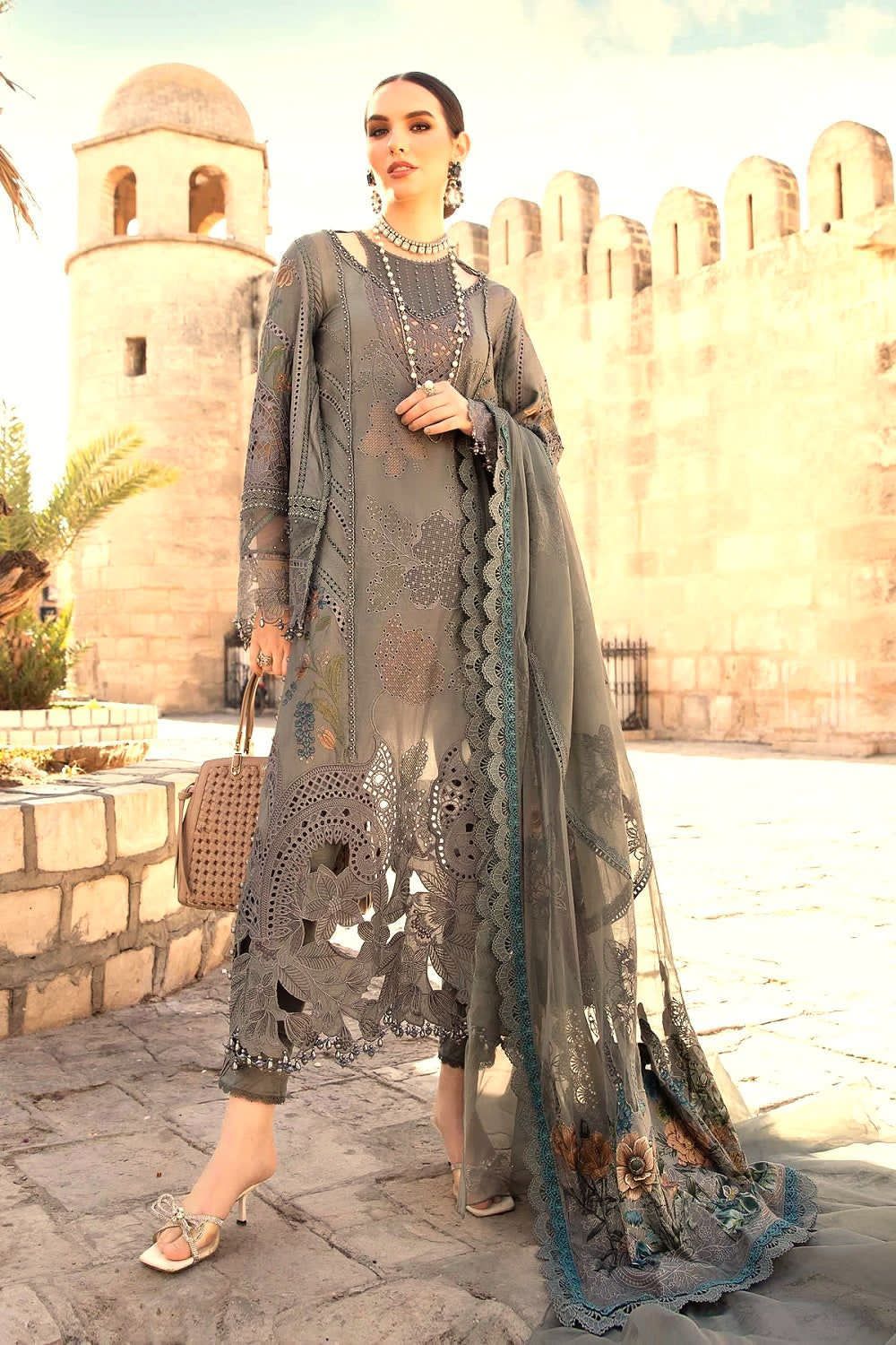 Maria B Luxury Lawn 2026 Embroidered Dress MBL-D-2406-B-24 | Schiffli Lawn Suit | Branded Maria B Party Dress | Premium Quality Lawn Dress