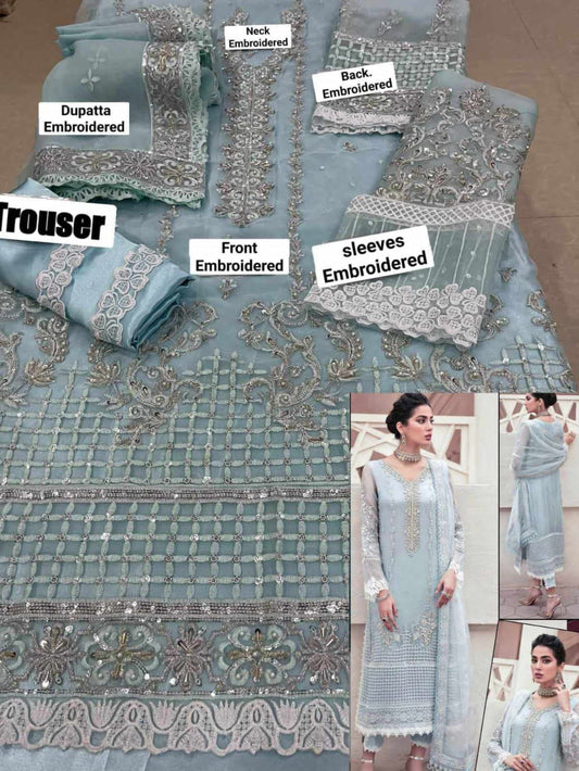 MUSHQ Luxury Organza Wedding Dress with Heavy Adda Work – Embroidered Sequence | Fancy Dress | Beautiful Unstitched Party Wear Dress