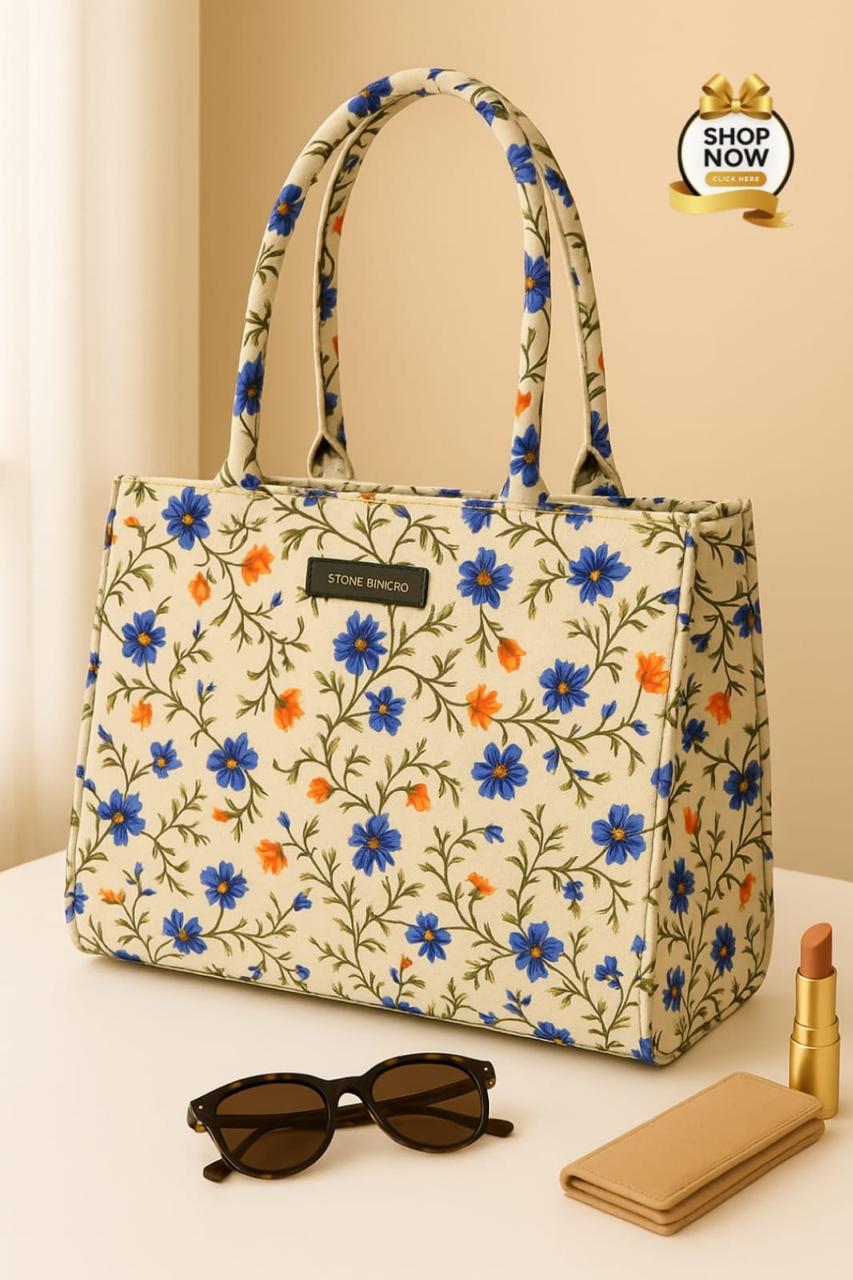 High Quality Big Size Canvas Tote Bag with Inside Pocket – Durable & Stylish | Beautiful Stylish Handbag 👜