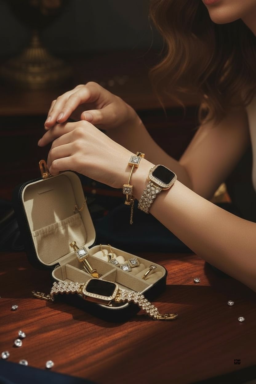 Luxury Golden Watch with Jewelry Set & Box | Elegant Gift Set for Women | Jewelry Box Gift Set For Girl's | Stylish Watch With Jewelry | Wedding Gift For Girl's