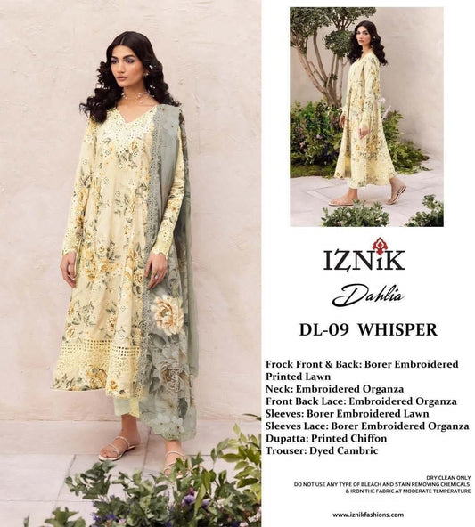 IZNIK Luxury Lawn Suit | Digital Printed Lawn Dress | Pakistani Designer Dress | Branded Dress For Girl's