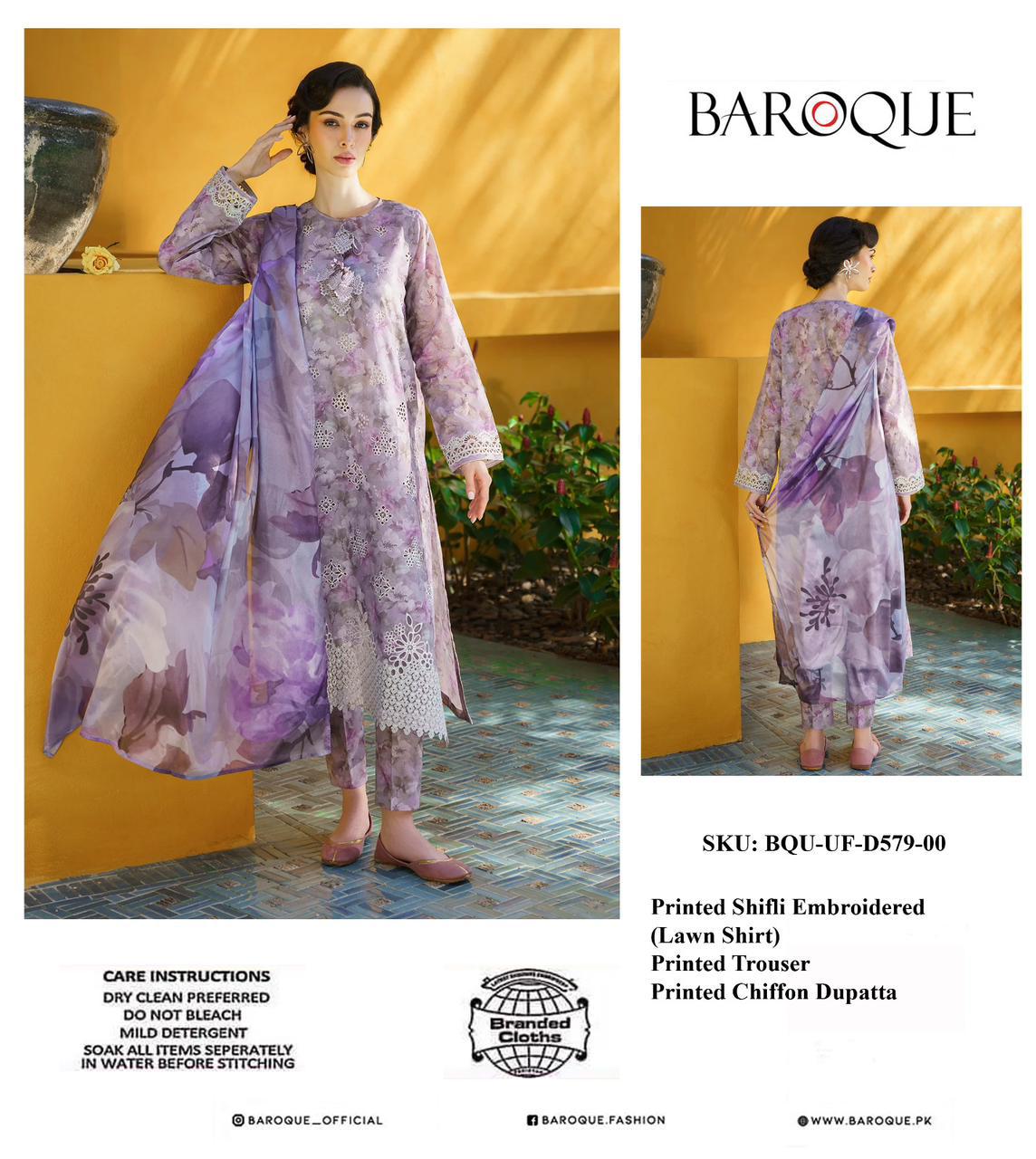 Baroque Lawn & Chiffon Embroidered Collection | Luxury Summer Wear | Summer Lawn Collection | Beautiful Unstitched Lawn Dress