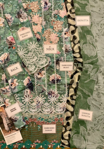 Asifa Nabel Lawn Collection | Heavy Embroidered Digital Lawn Suit | Luxury Lawn Dress For Girl's