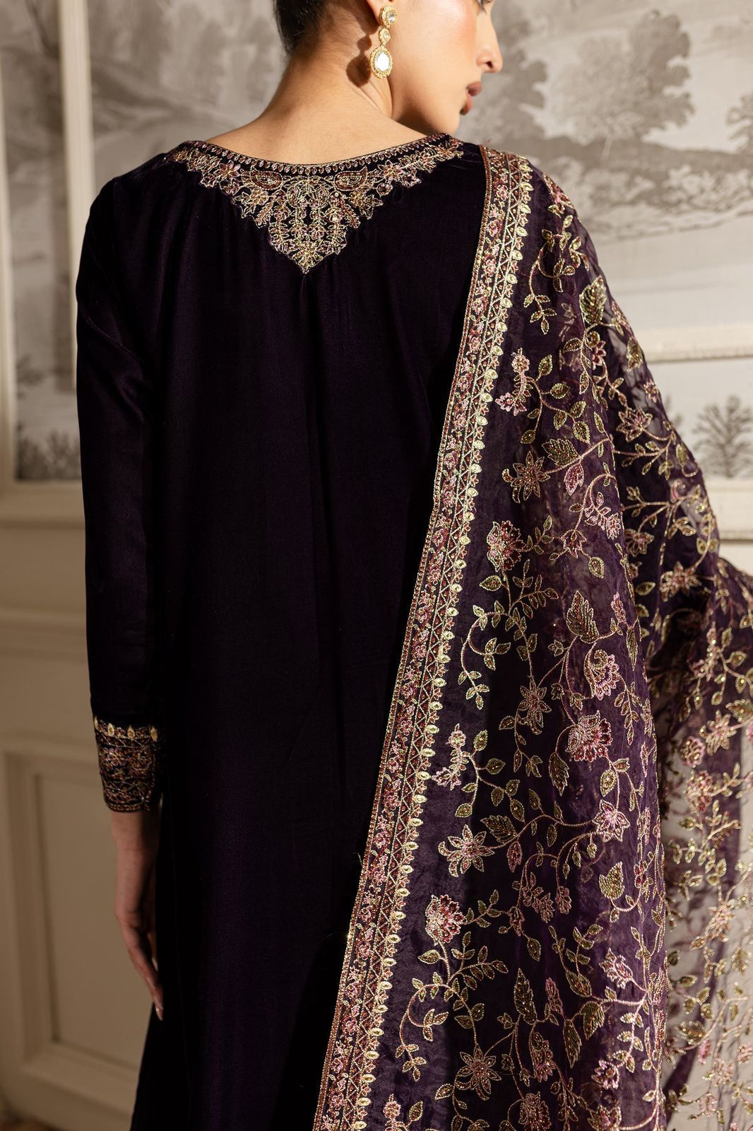 Batik Luxury Embroidery Velvet Dress| Party Dress For Girl's| Wedding Wear For Girl's| Velvet Fancy Dress| New Velvet Dress