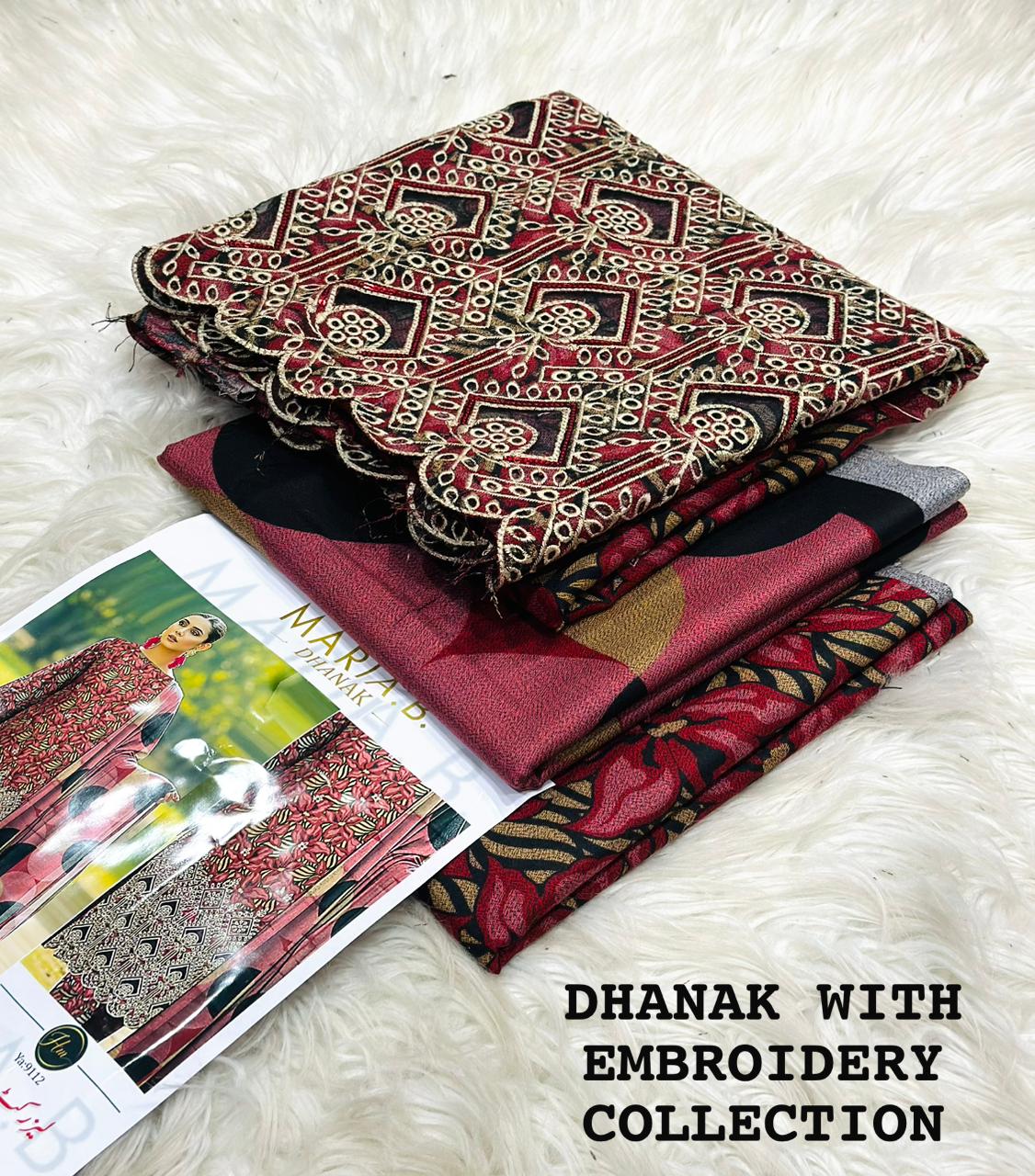 Dhanak 3 Piece Printed Dress| Dhanak Embroidery Dress| New Dhanak Embroidery Dress For Women's