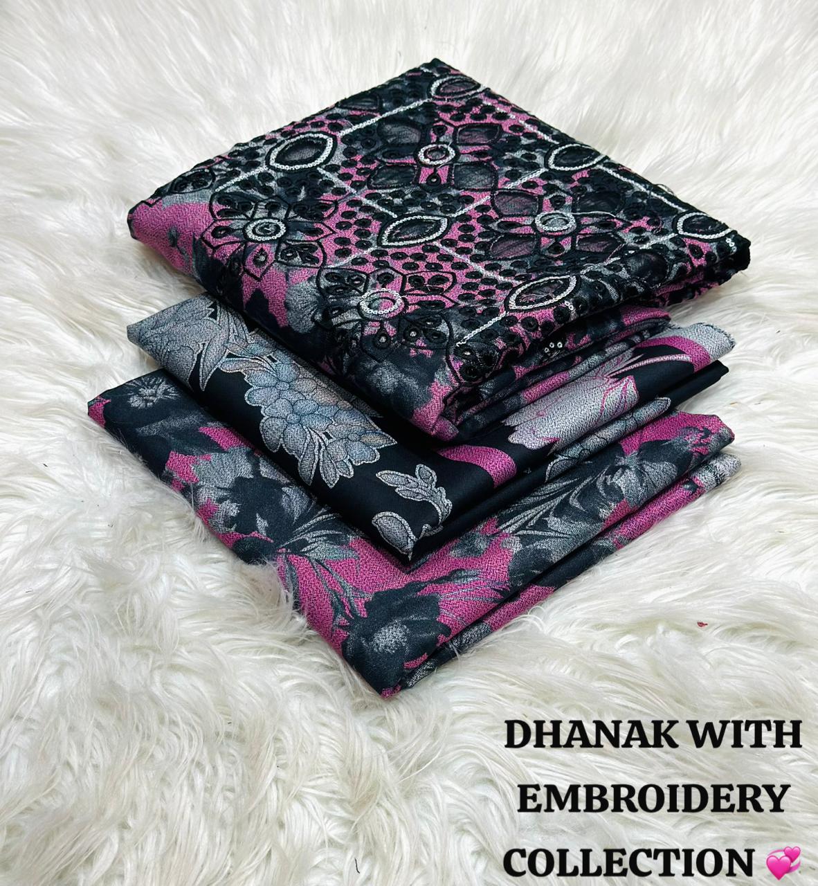 Dhanak 3 Piece Printed Dress| Dhanak Embroidery Dress| New Dhanak Embroidery Dress For Women's