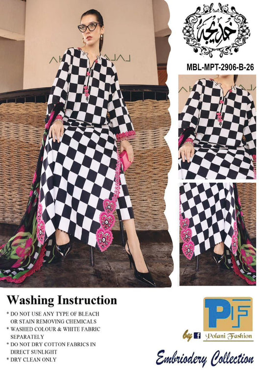 Maria B M Print Lawn 2026 MBL-MPT-2906A/B – Embroidered Spangle Neckline Summer Suit | Branded Lawn Dress | Maria B Printed Lawn Dress