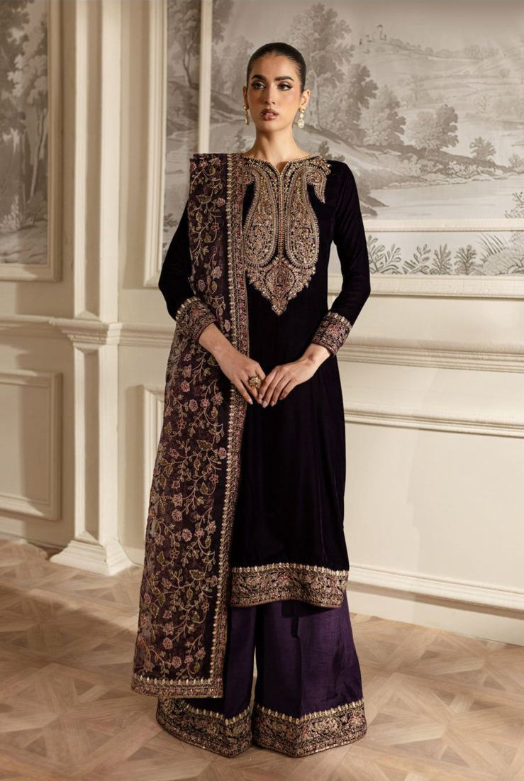 Batik Luxury Embroidery Velvet Dress| Party Dress For Girl's| Wedding Wear For Girl's| Velvet Fancy Dress| New Velvet Dress