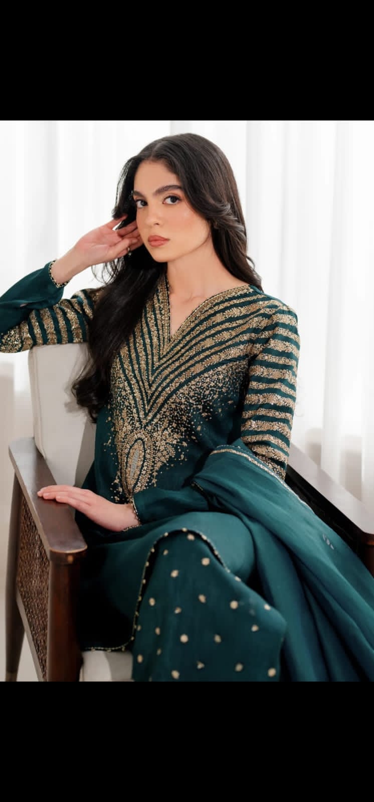 Eid Arrivle Sequins Embroidery Rawsilk Suit with Organza Dupatta | Branded Stitched Dress For Girl's