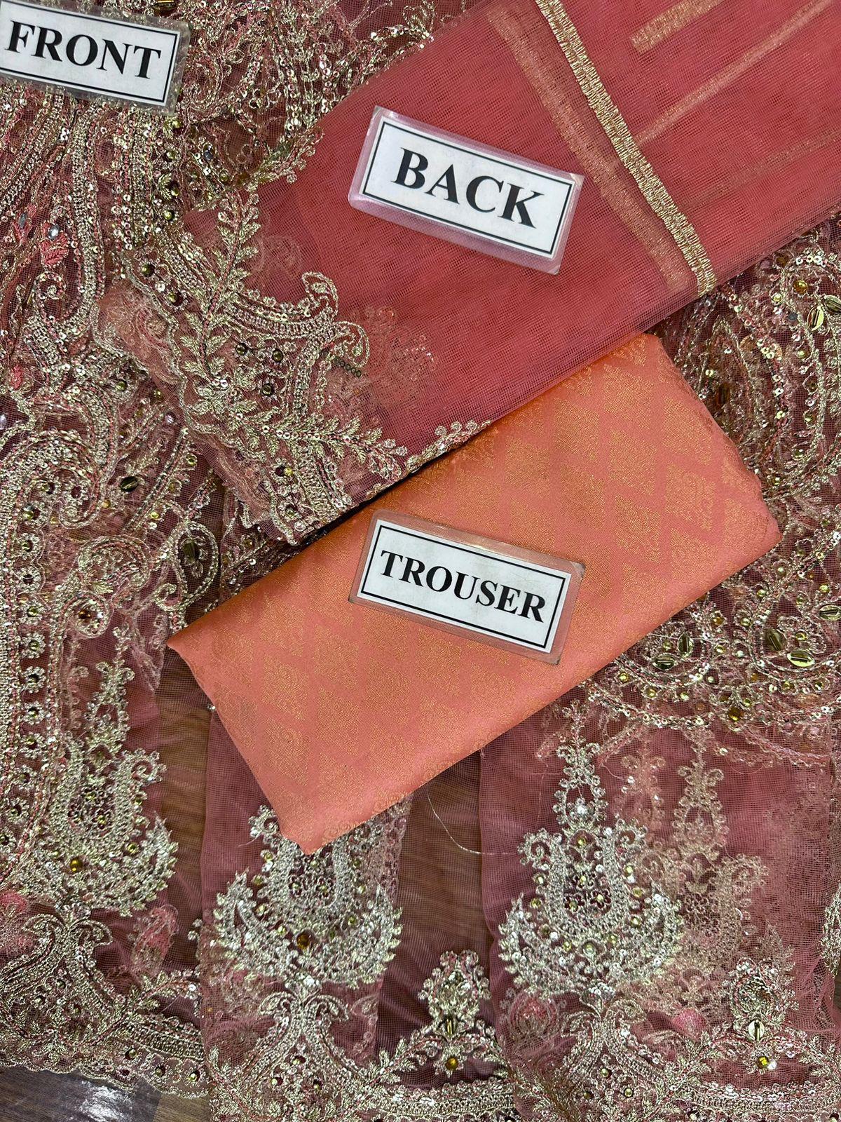 Maria B Unstitched Replica Net Frock | Sequence & Handwork Dress | Party Wear Dress | Maria B Wedding Wear Beautiful Dress