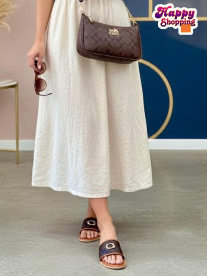 Coach Combo Deal for Women | C Buckle Flat Slipper + Moon Style Cross Body Bag | With Brand Box