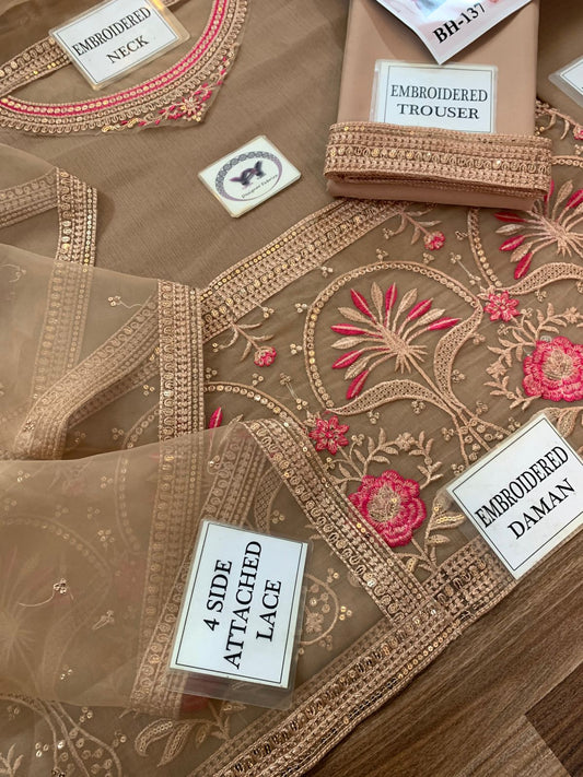 Unstitched Chiffon | Embroidered Chiffon And Organza Dress | Luxury Chiffon Dress | Party Wear Dress | Wedding Stylish Wear