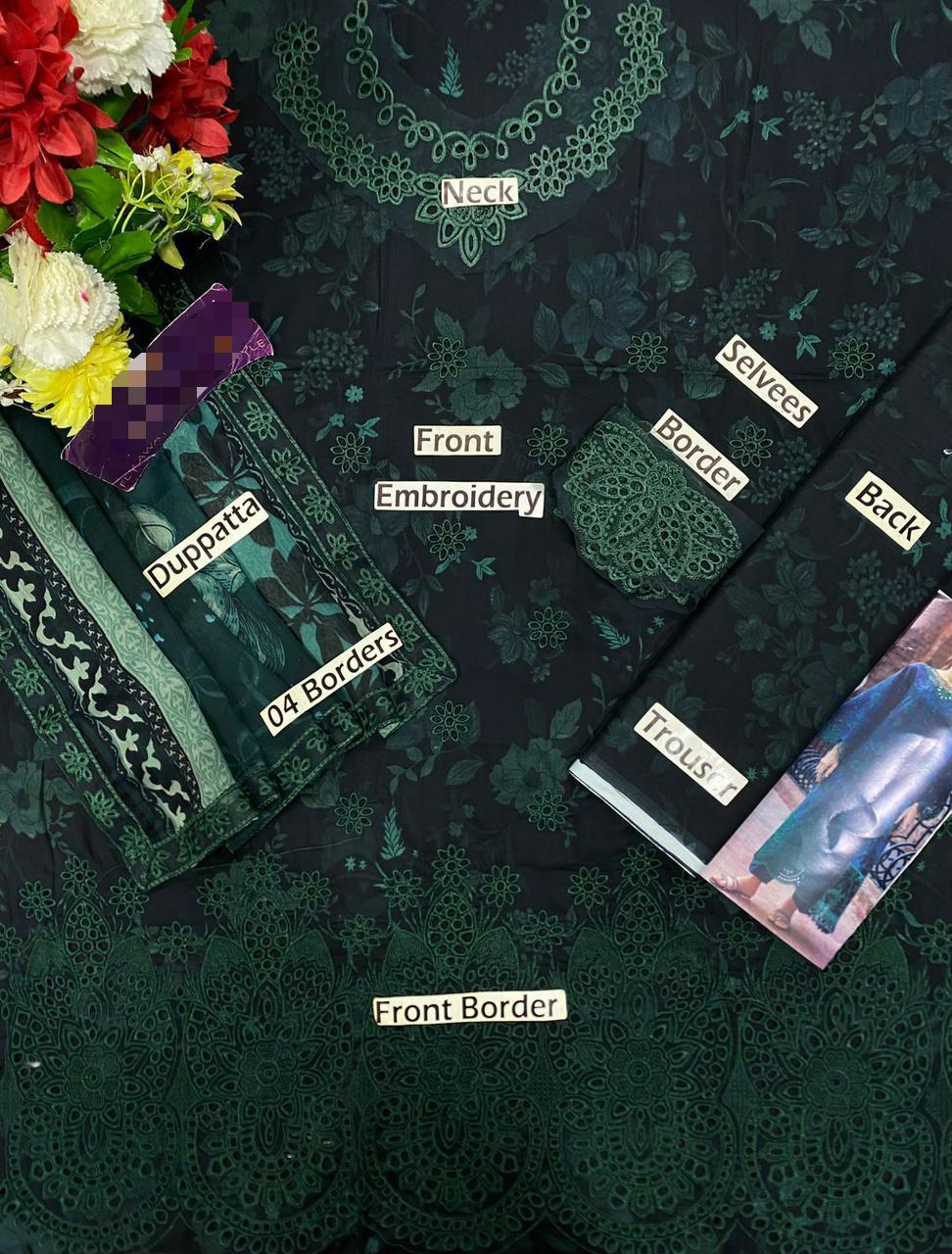 Farasha Lawn Collection 2026 – Heavy Embroidered Chicken Kari Suit with Chiffon Dupatta | Chicken kari Lawn Dress | Branded Lawn Dress